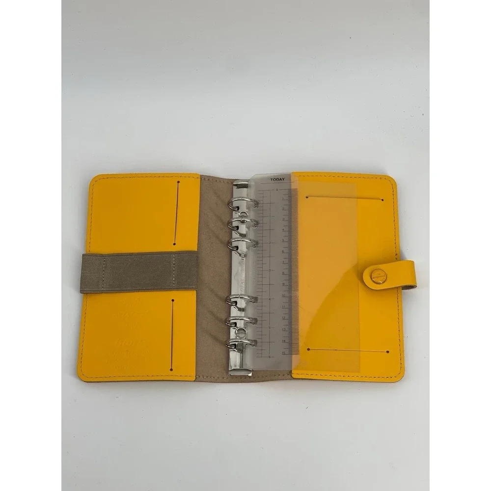 Filofax Original Leather Organizer Yellow Personal Size Made in UK Rare Color